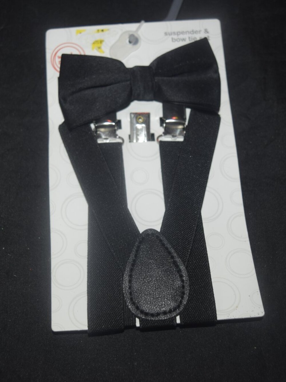 NWT Black Suspender and Bow Tie Set Formal Wedding Ring Bearer Boy
